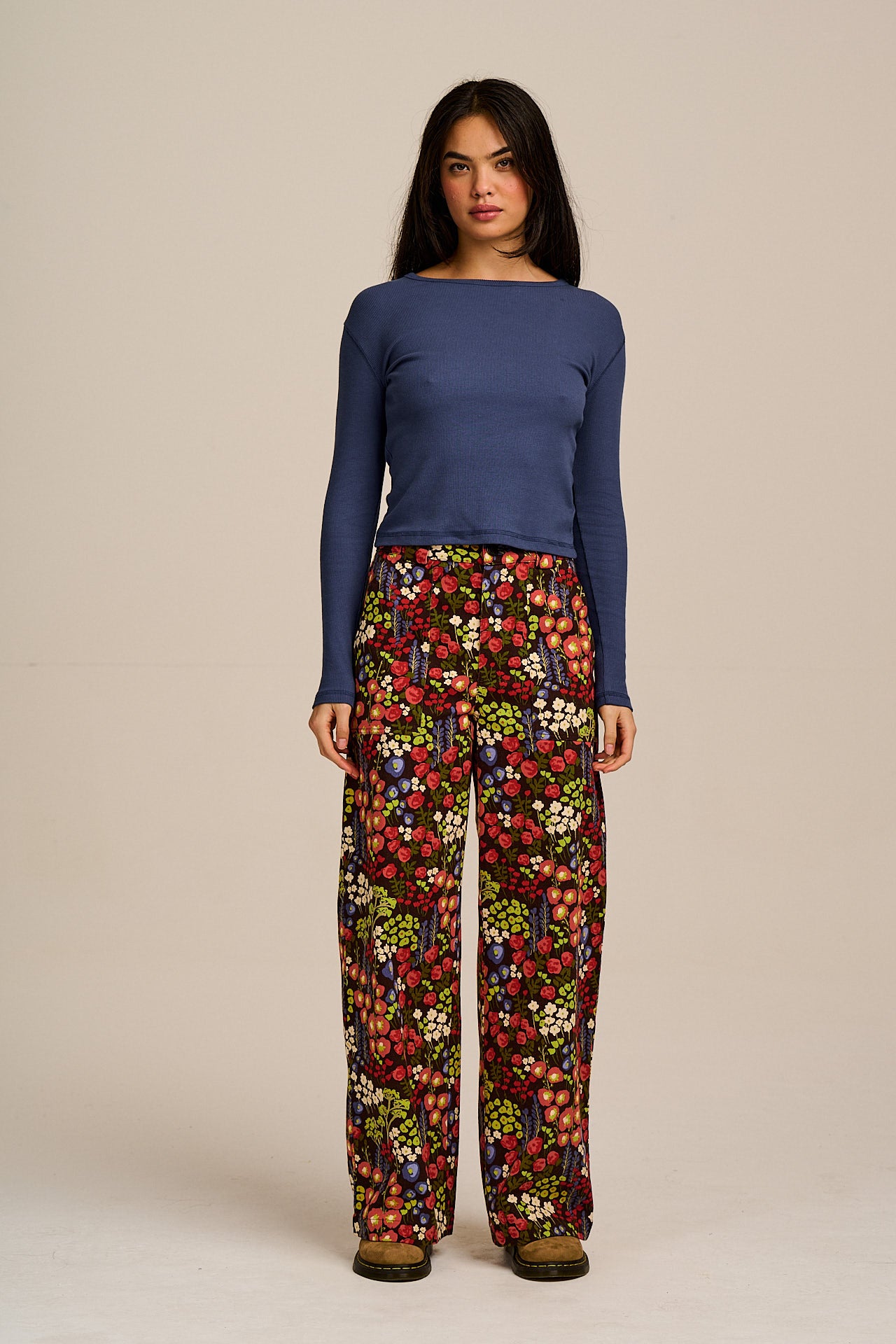 Delores - Wide Leg Cotton Jeans in Winter Garden