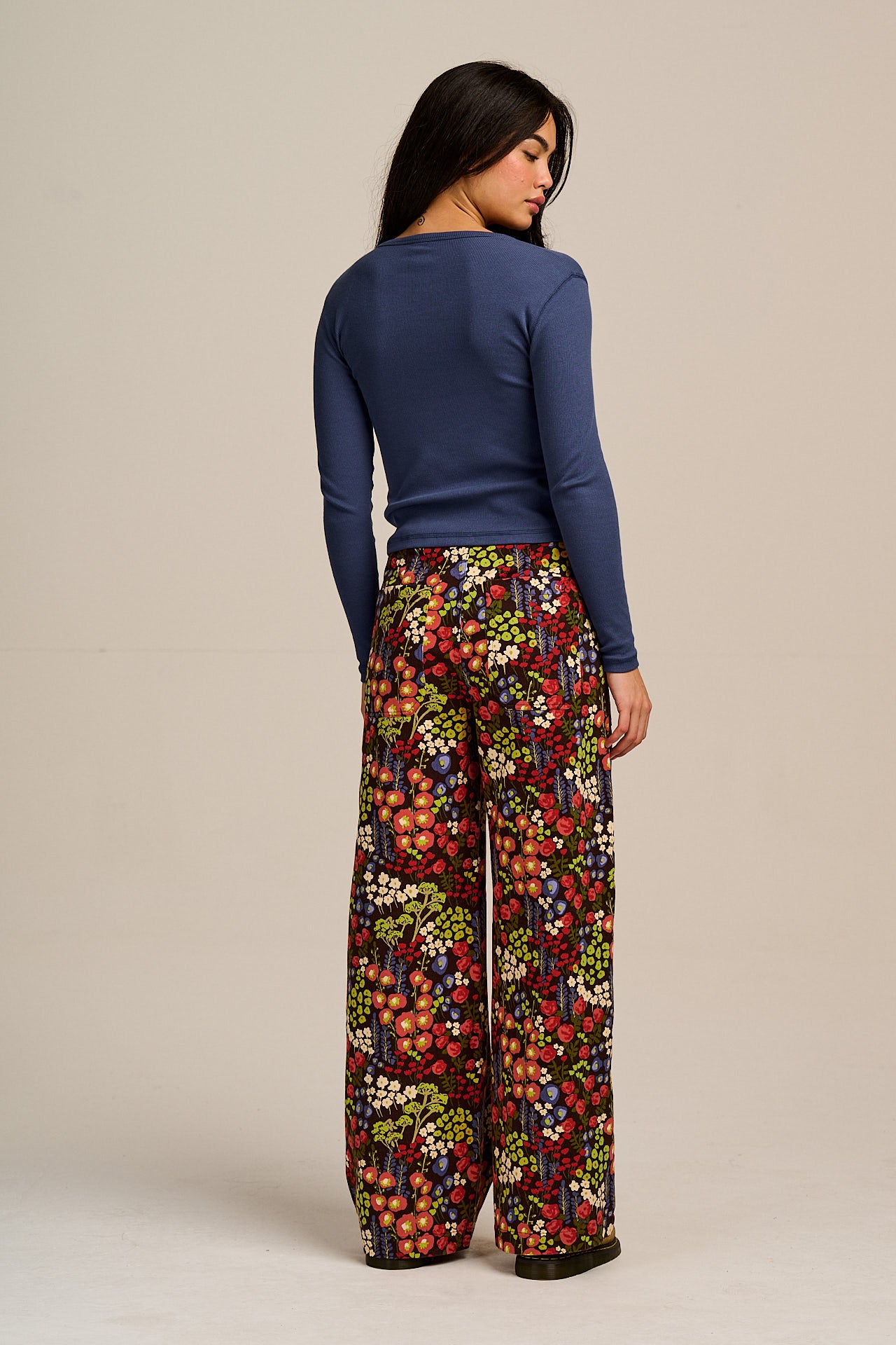 Delores - Wide Leg Cotton Jeans in Winter Garden