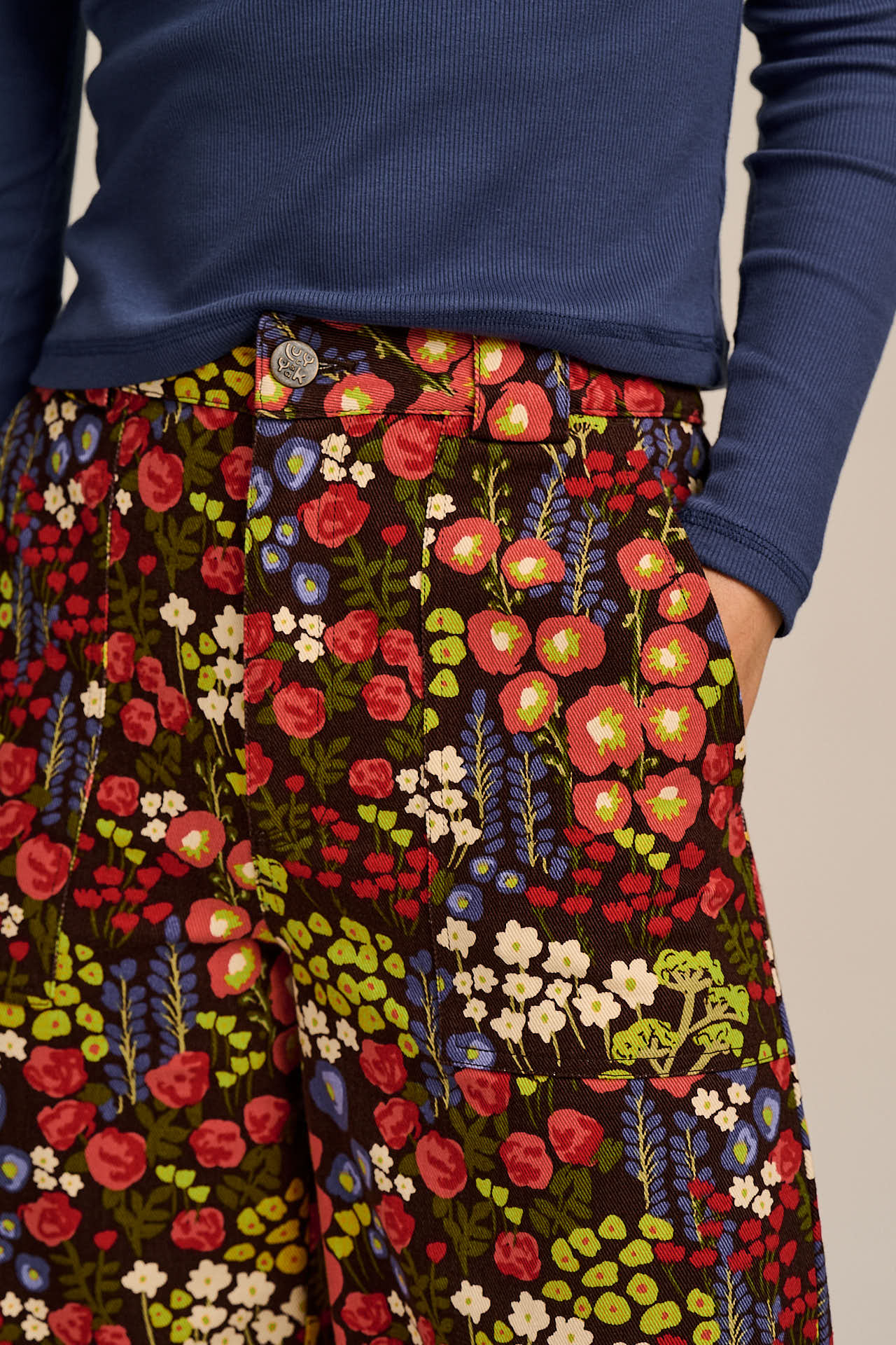 Delores - Wide Leg Cotton Jeans in Winter Garden