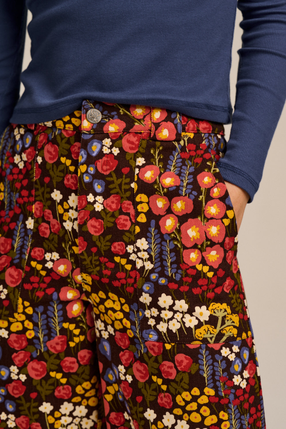 Delores - Wide Leg Cotton Jeans in Winter Garden