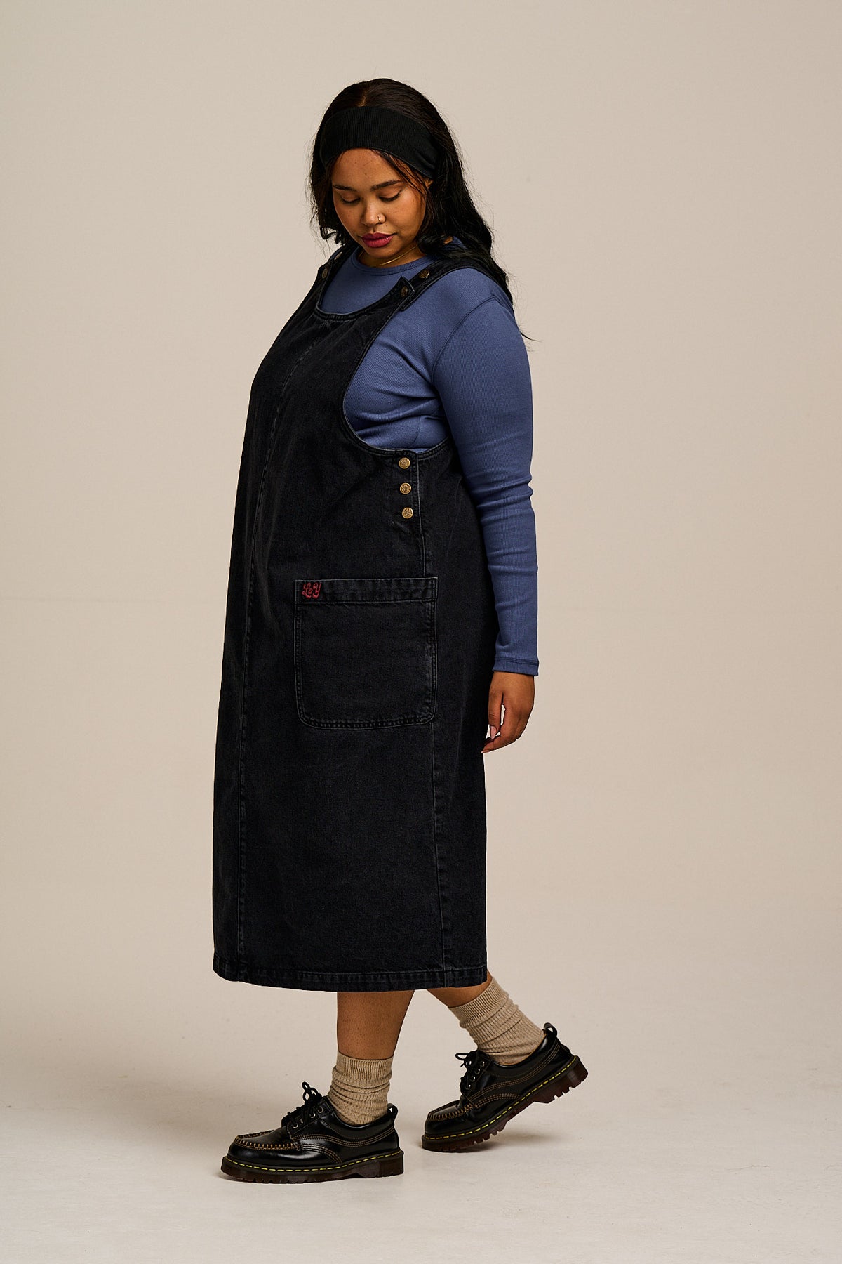 Lily - Denim Midi Dress in Blackwash Denim Lucy & Yak Lily - Denim Midi Dress in Blackwash Denim Lucy & Yak