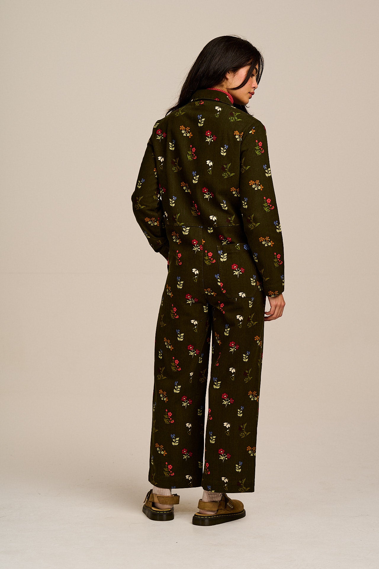 Arendal - Cotton Long Sleeve Jumpsuit in Winter Blooms