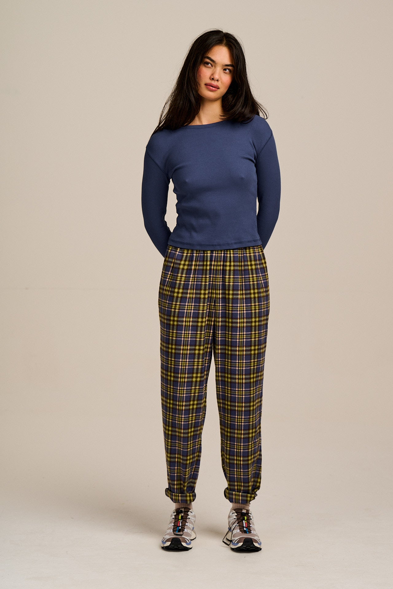 Alexa - Brushed Cotton Trousers in Cosy Tartan