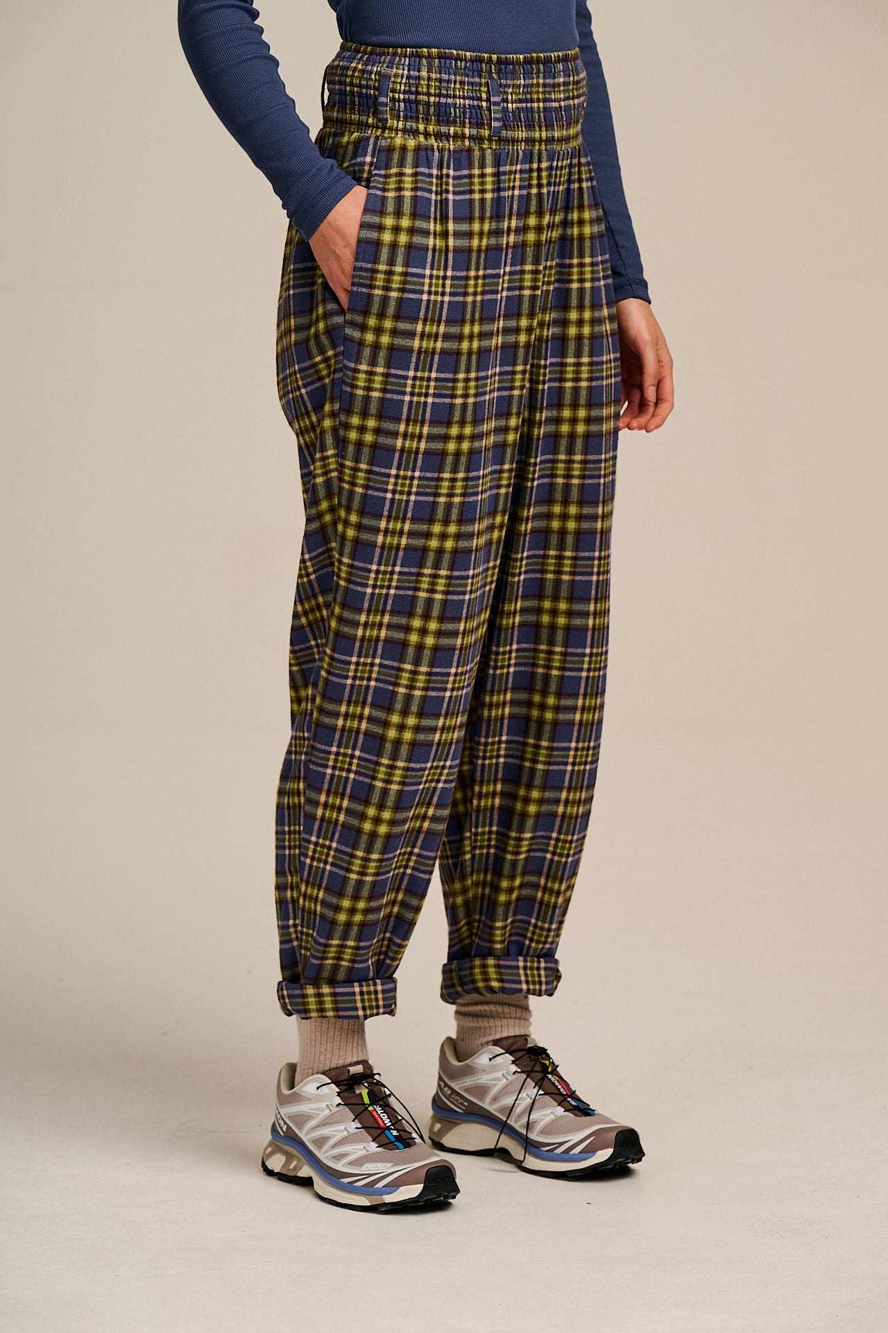 Alexa - Brushed Cotton Trousers in Cosy Tartan