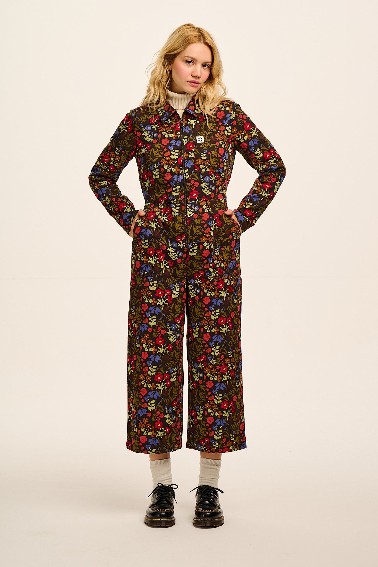Tavira -  Cotton Long Sleeve Jumpsuit in Vintage Floral