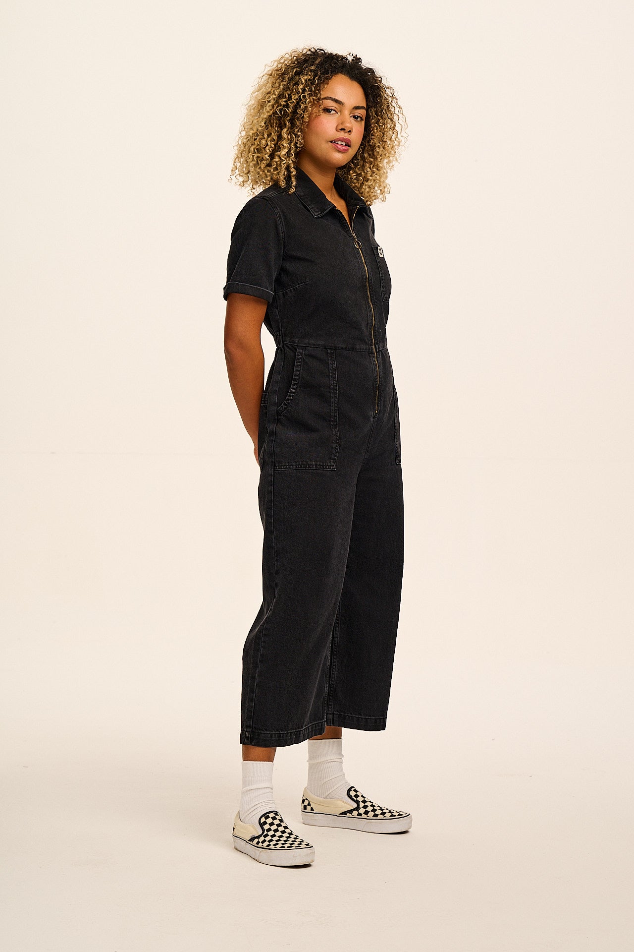 Ragan - Denim Jumpsuit in Black Wash