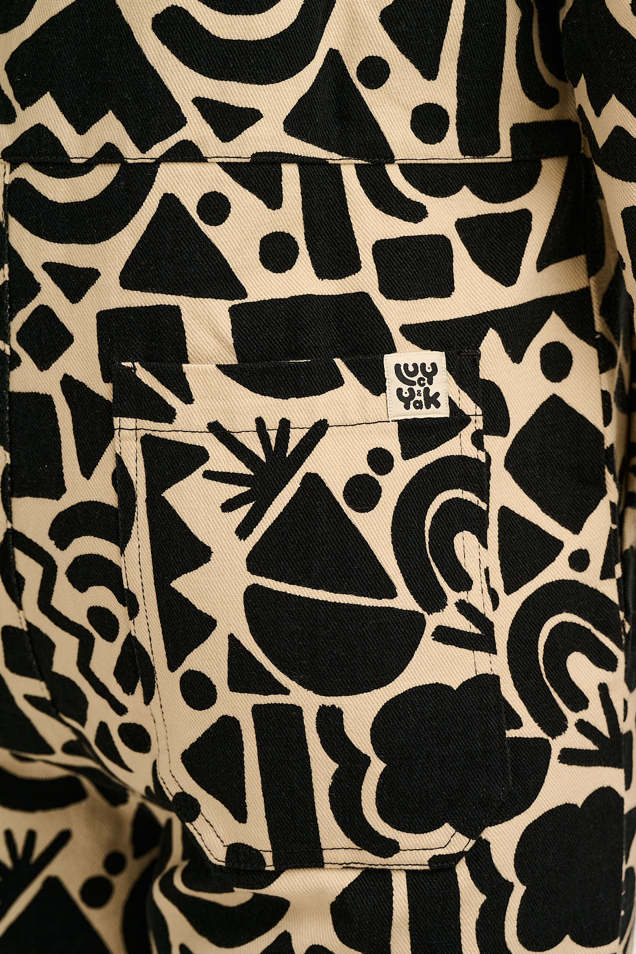 Arendal - Cotton Long Sleeve Jumpsuit in Mono Geo