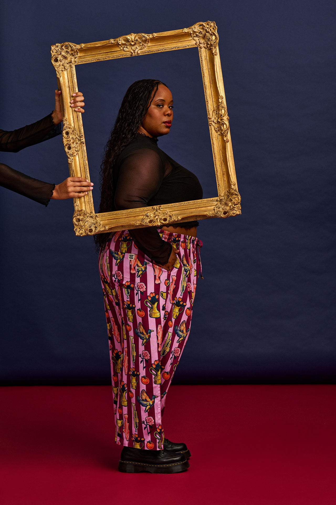 L.E. Chuck - Wide Leg Cotton Trousers in Artist Print by Emily Furr & Yak