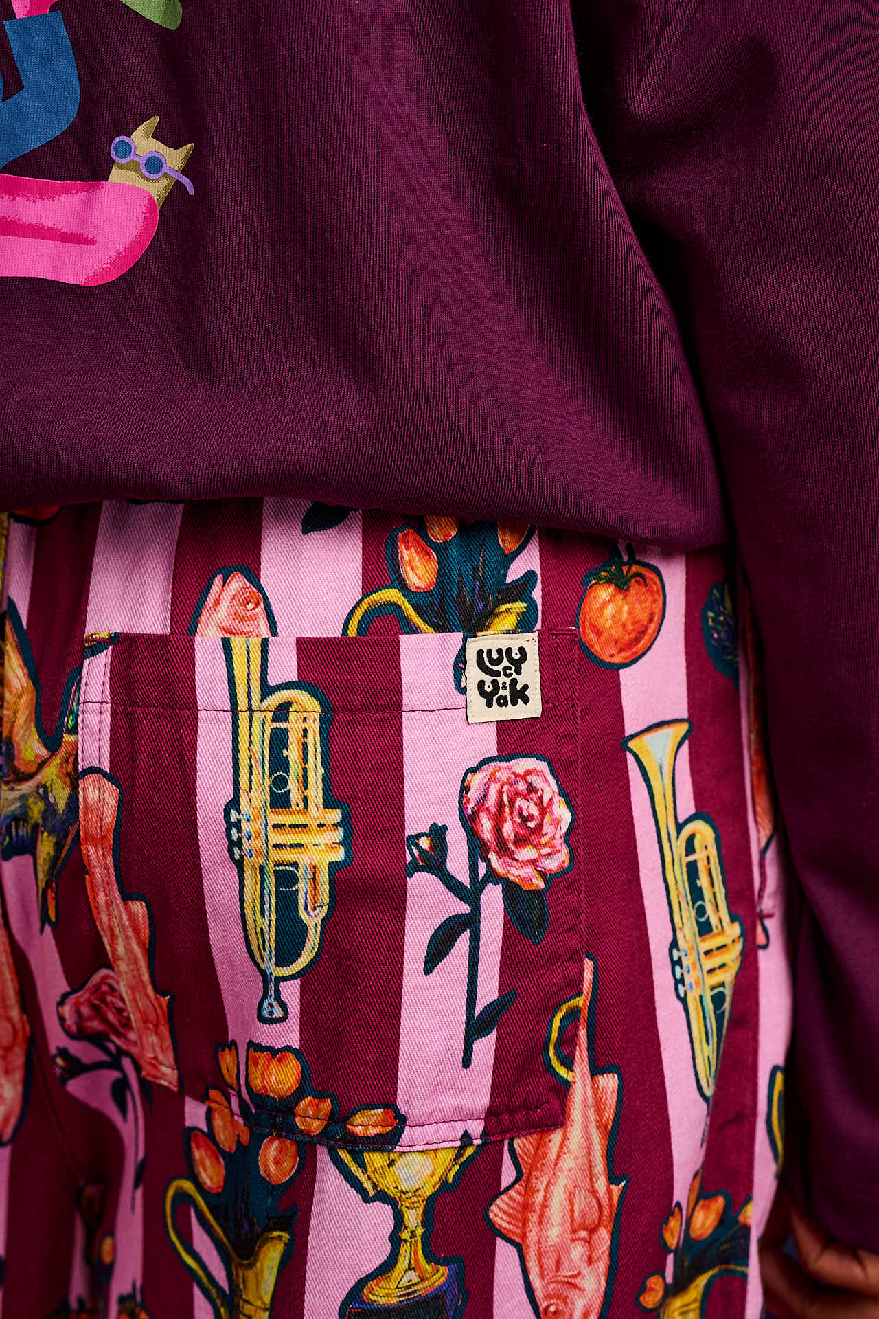 L.E. Chuck - Wide Leg Cotton Trousers in Artist Print by Emily Furr & Yak