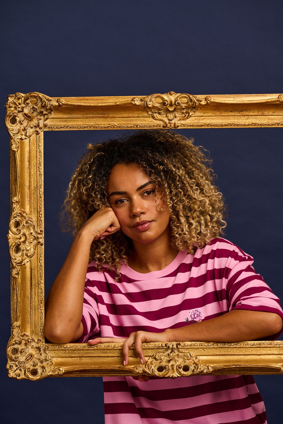 L.E. Benny - Oversized Cotton T-Shirt in Stripe by Emily Furr & Yak