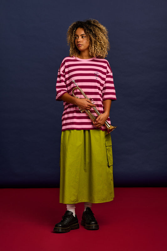 L.E. Benny - Oversized Cotton T-Shirt in Stripe by Emily Furr & Yak