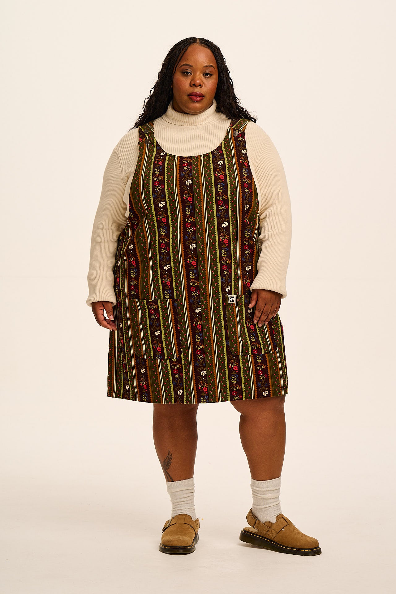 Layla - Mini Cotton Dress in Vintage Stripe & Floral