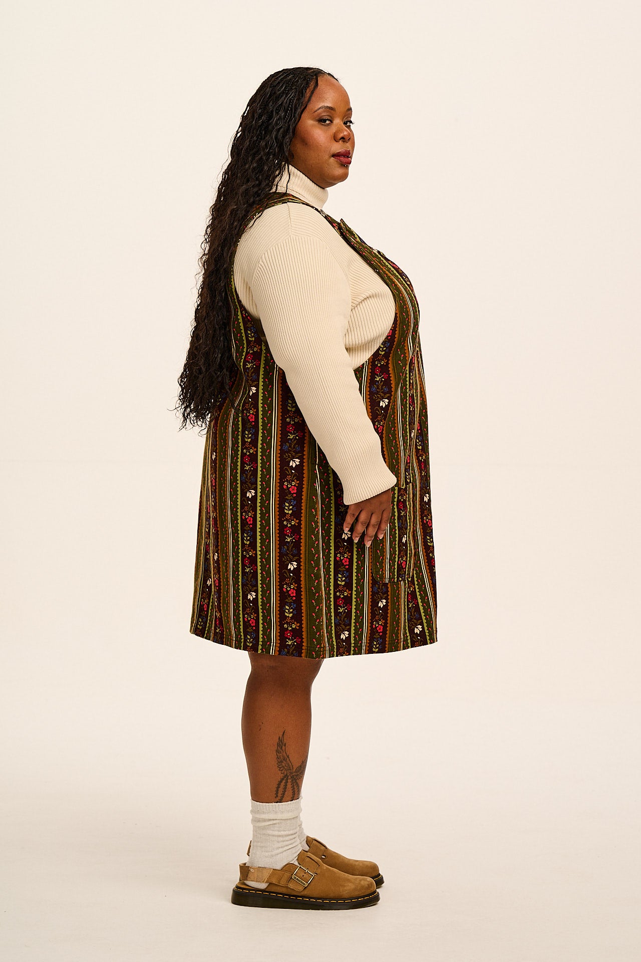 Layla - Mini Cotton Dress in Vintage Stripe & Floral