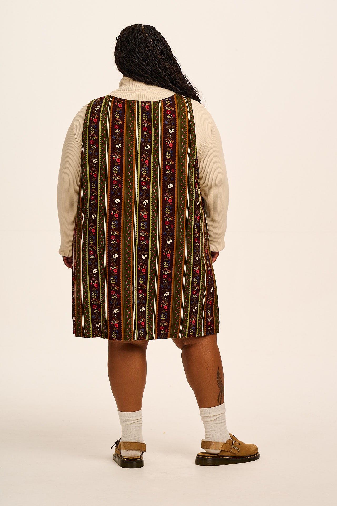 Layla - Mini Cotton Dress in Vintage Stripe & Floral