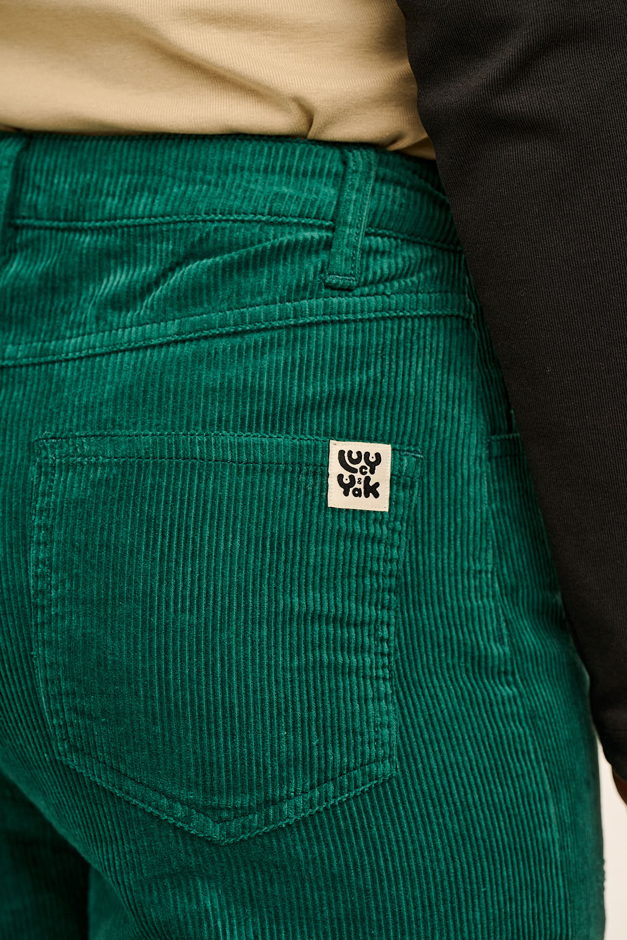 Drew - Cropped Straight Leg Corduroy Trousers in Teal