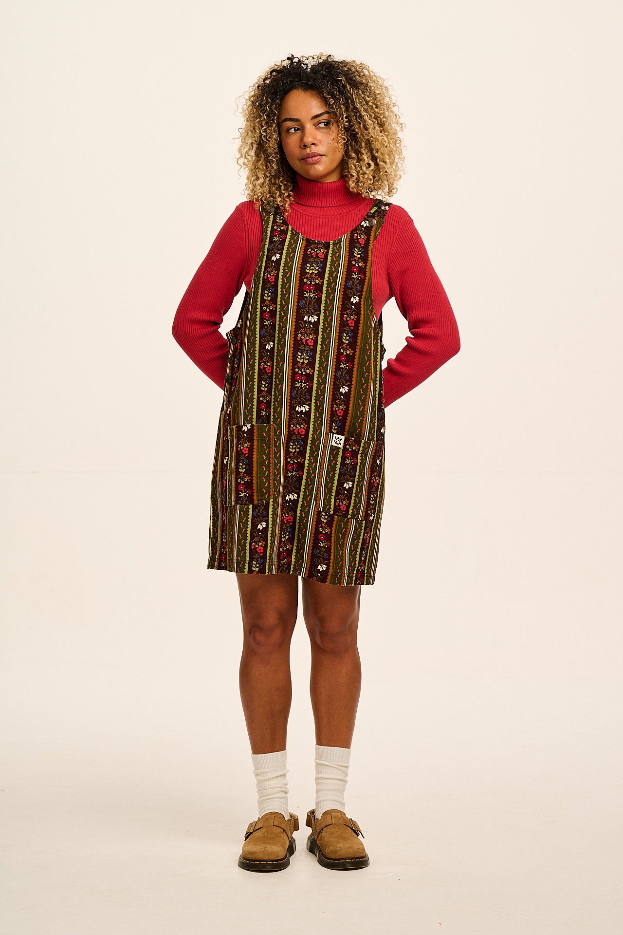 Layla - Mini Cotton Dress in Vintage Stripe & Floral