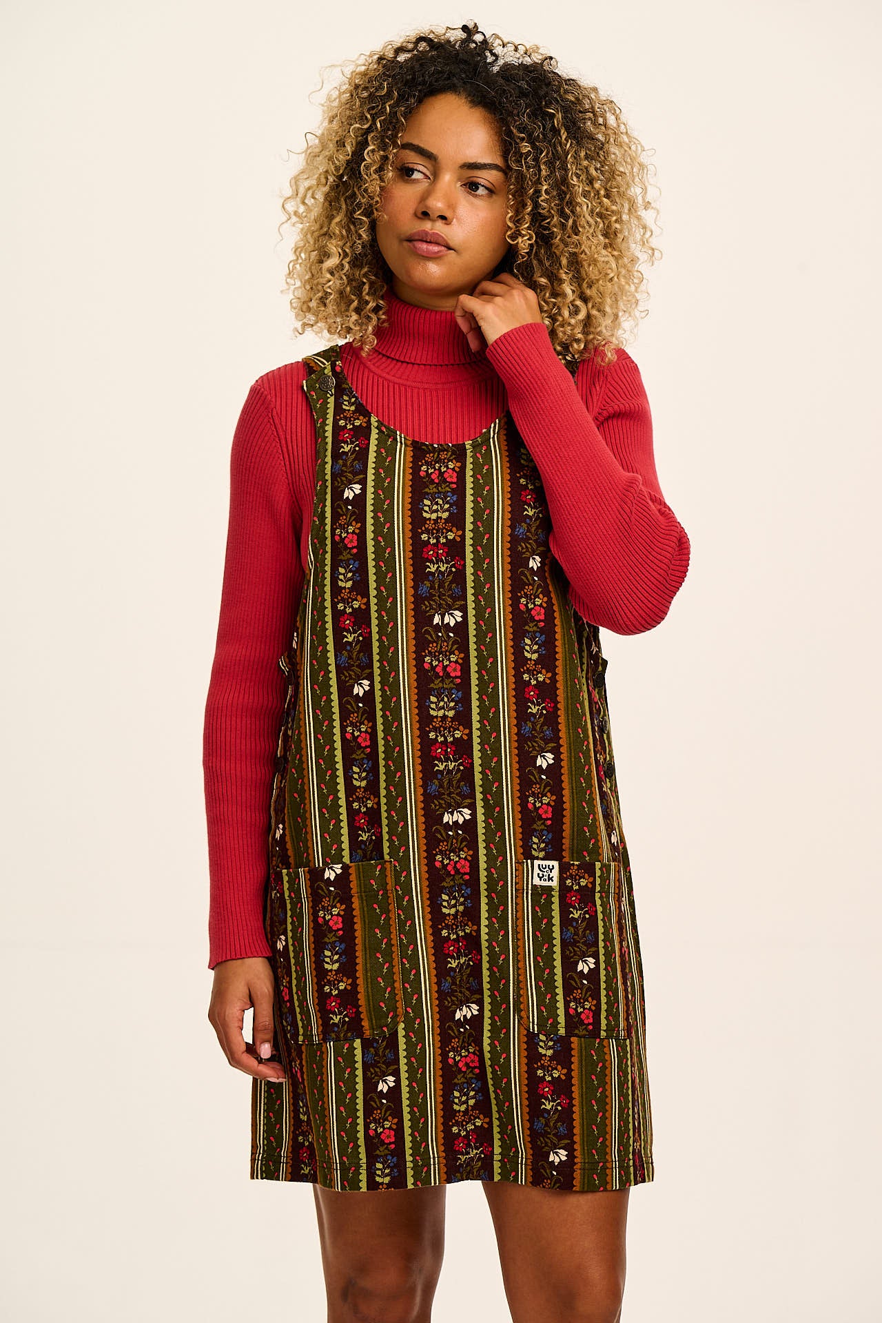 Layla - Mini Cotton Dress in Vintage Stripe & Floral