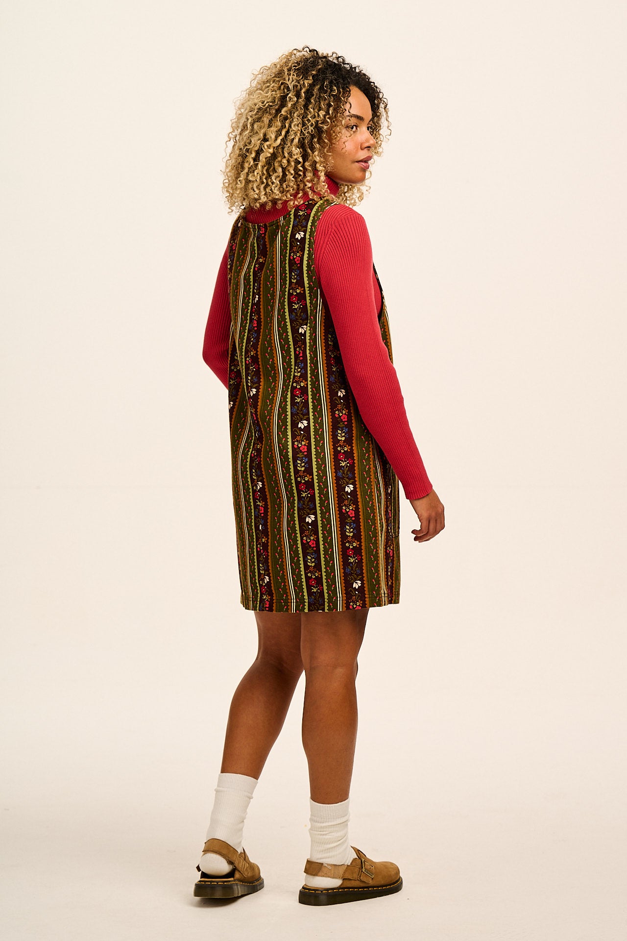 Layla - Mini Cotton Dress in Vintage Stripe & Floral