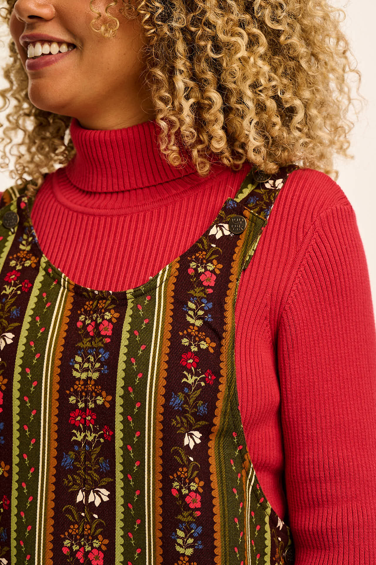 Layla - Mini Cotton Dress in Vintage Stripe & Floral