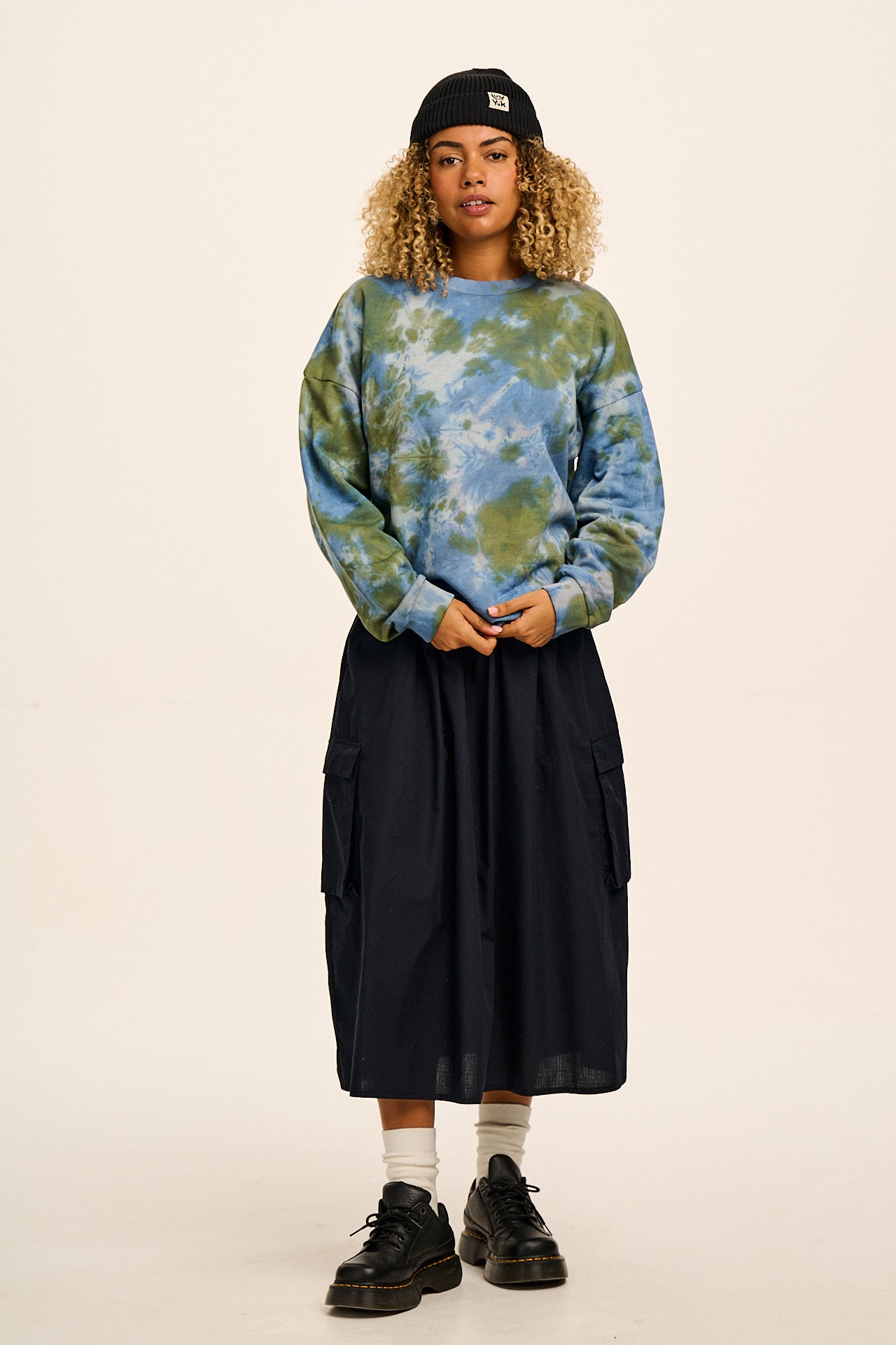 Sutton - Cotton Oversized Sweatshirt in Blue Tie Dye