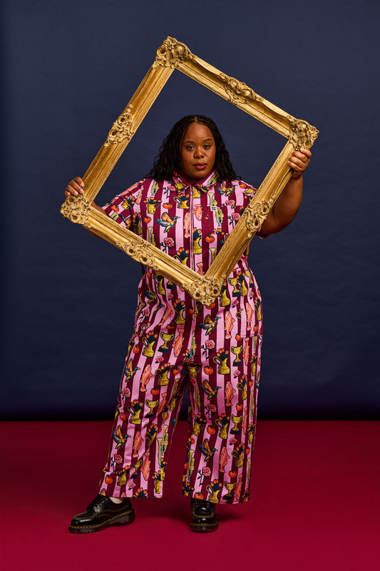 L.E. Ragan - Cotton Jumpsuit in Artist Print by Emily Furr & Yak