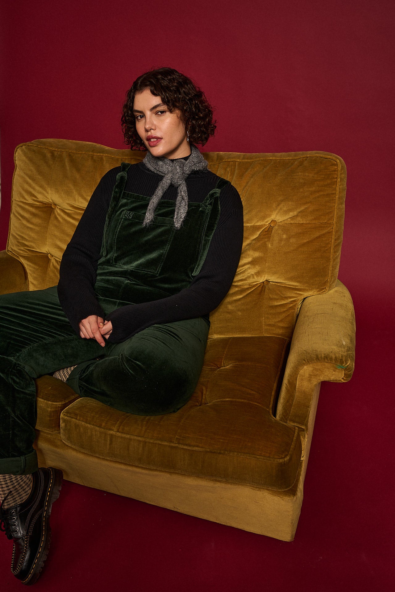 Original - Cotton Velvet Dungarees in Jade