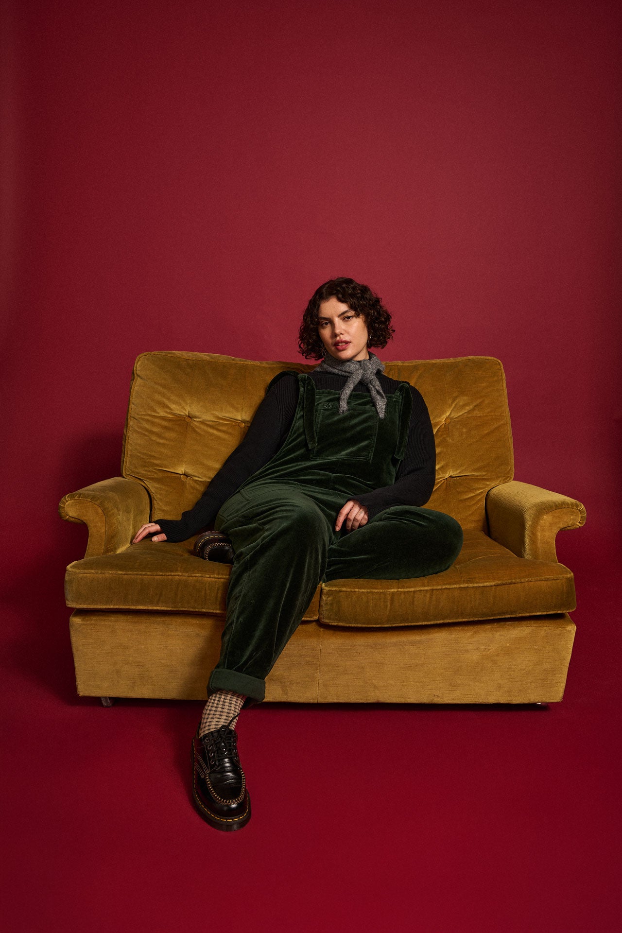 Original - Cotton Velvet Dungarees in Jade