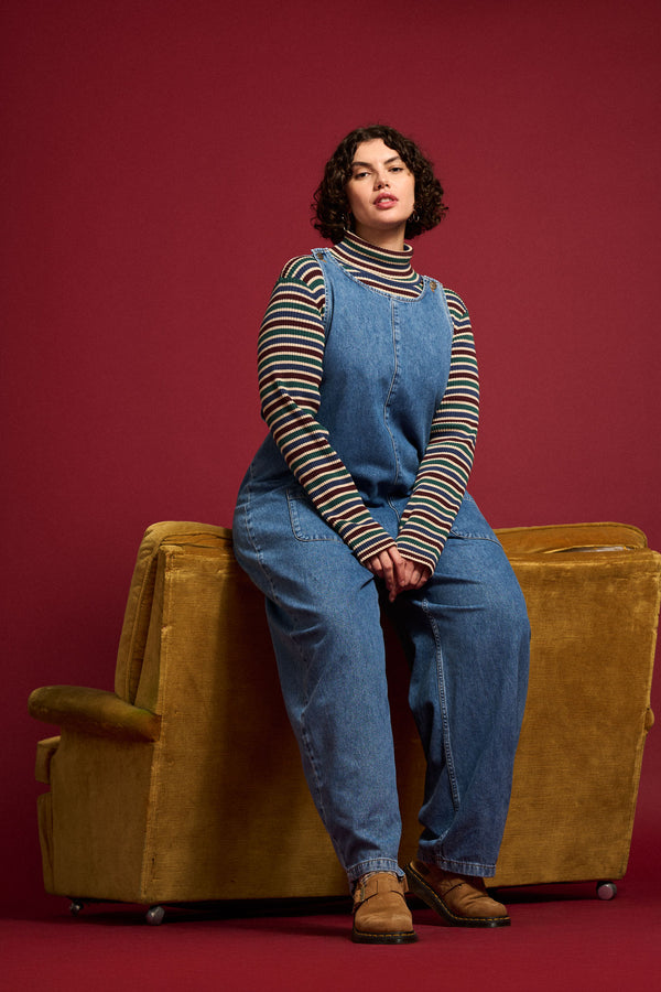 Ara - Denim Dungarees in Mid Wash Blue