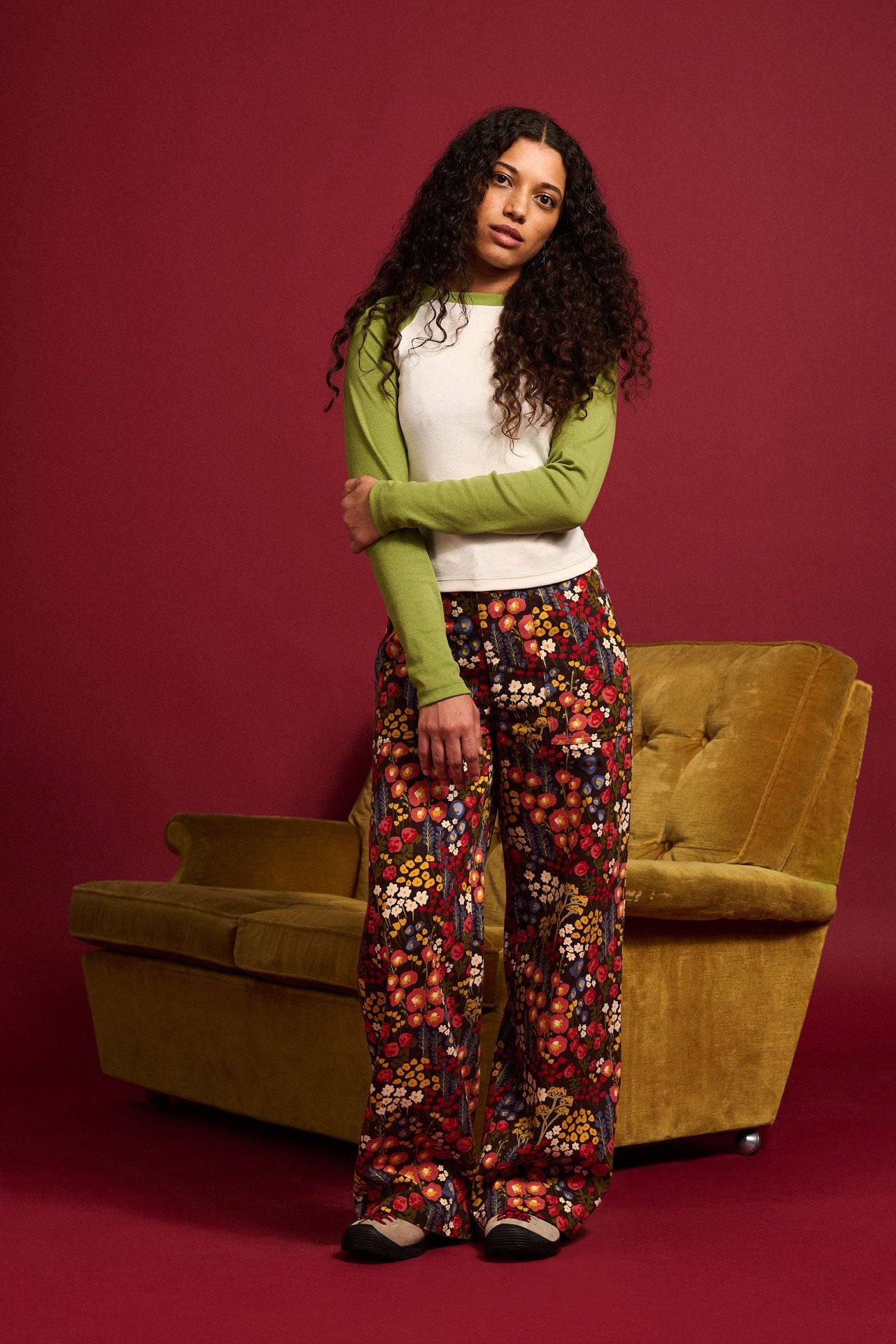 Delores - Wide Leg Cotton Jeans in Winter Garden