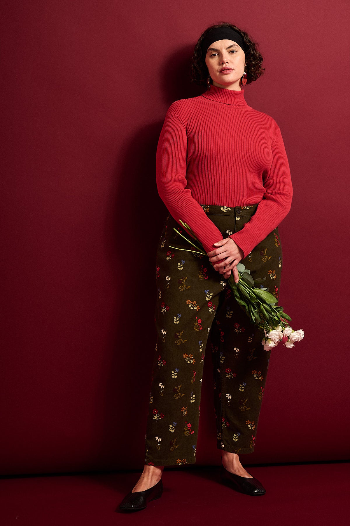 Drew Cropped Straight Leg Cotton Trousers Winter Blooms