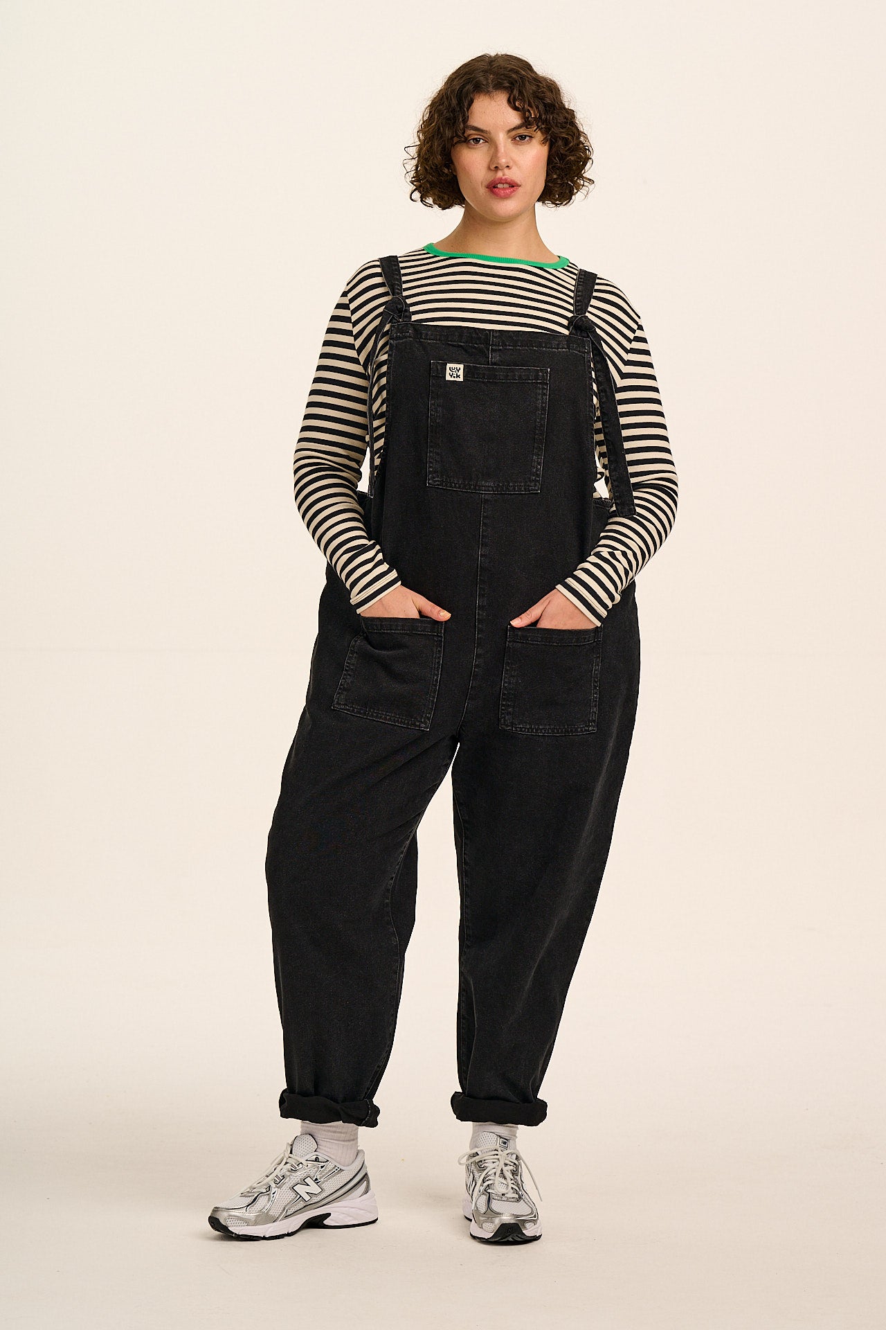 Original - Denim Dungarees in Washed Black