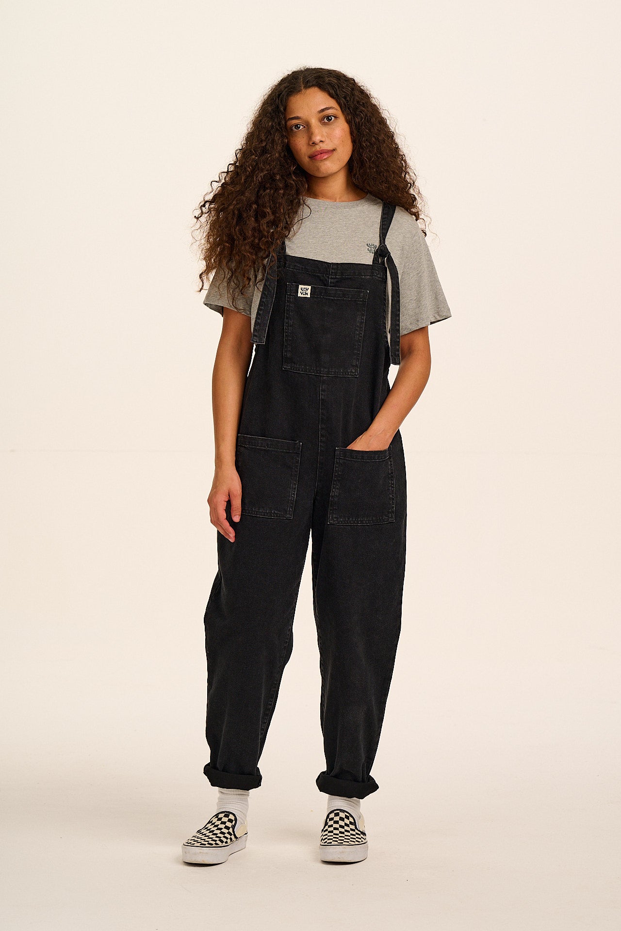 Original - Denim Dungarees in Washed Black