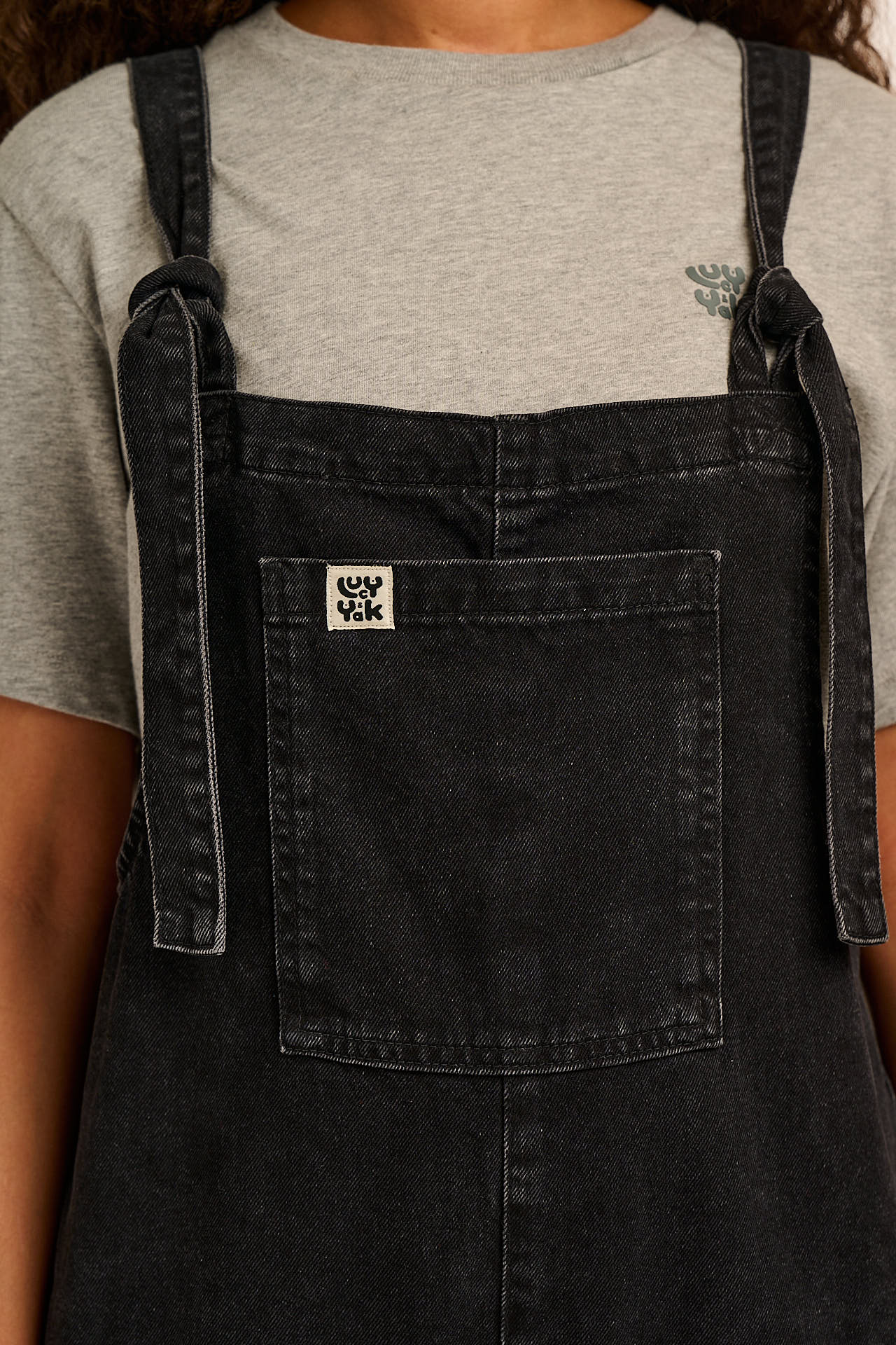 Original - Denim Dungarees in Washed Black