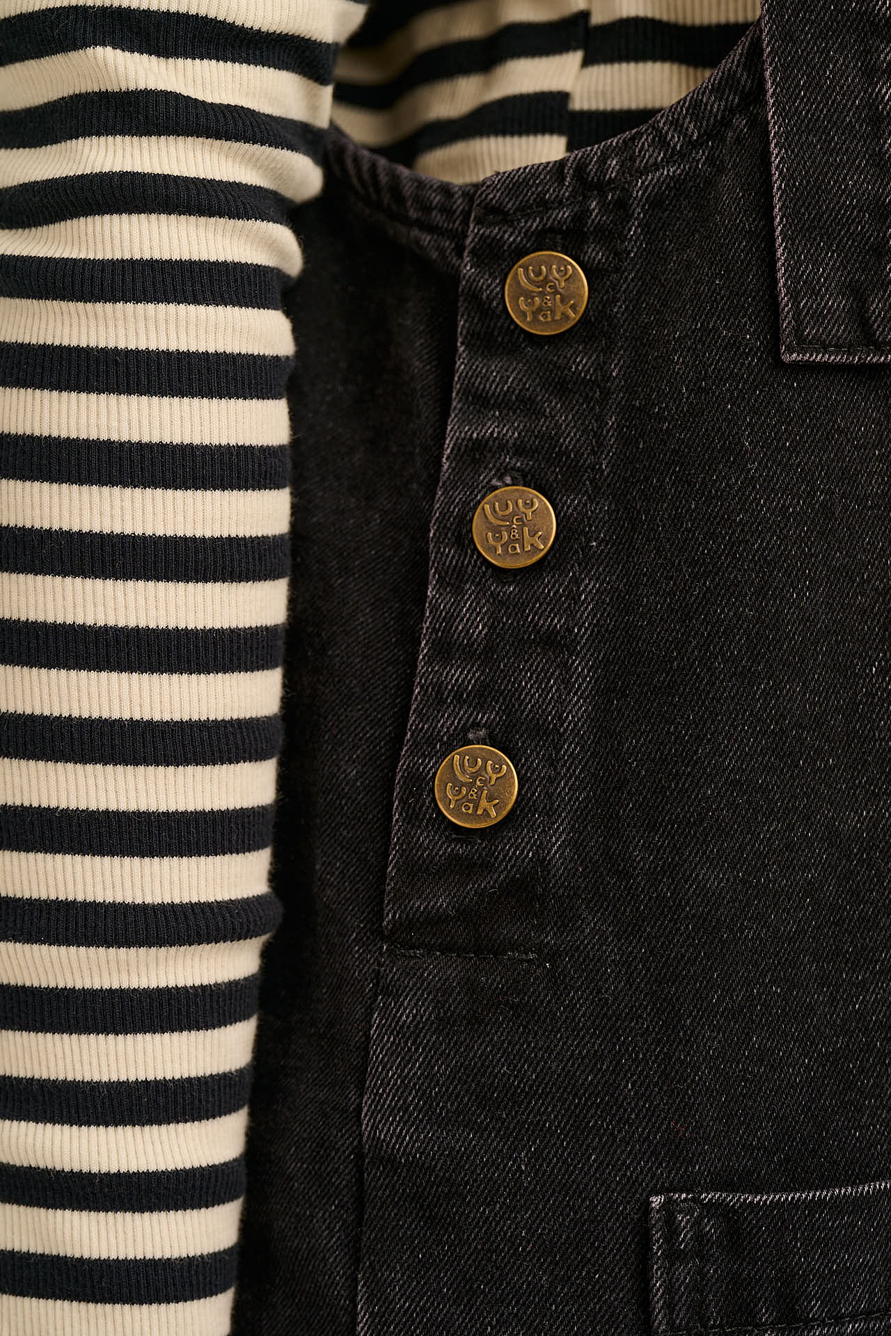 Ali - Wide Leg Denim Dungarees in Washed Black