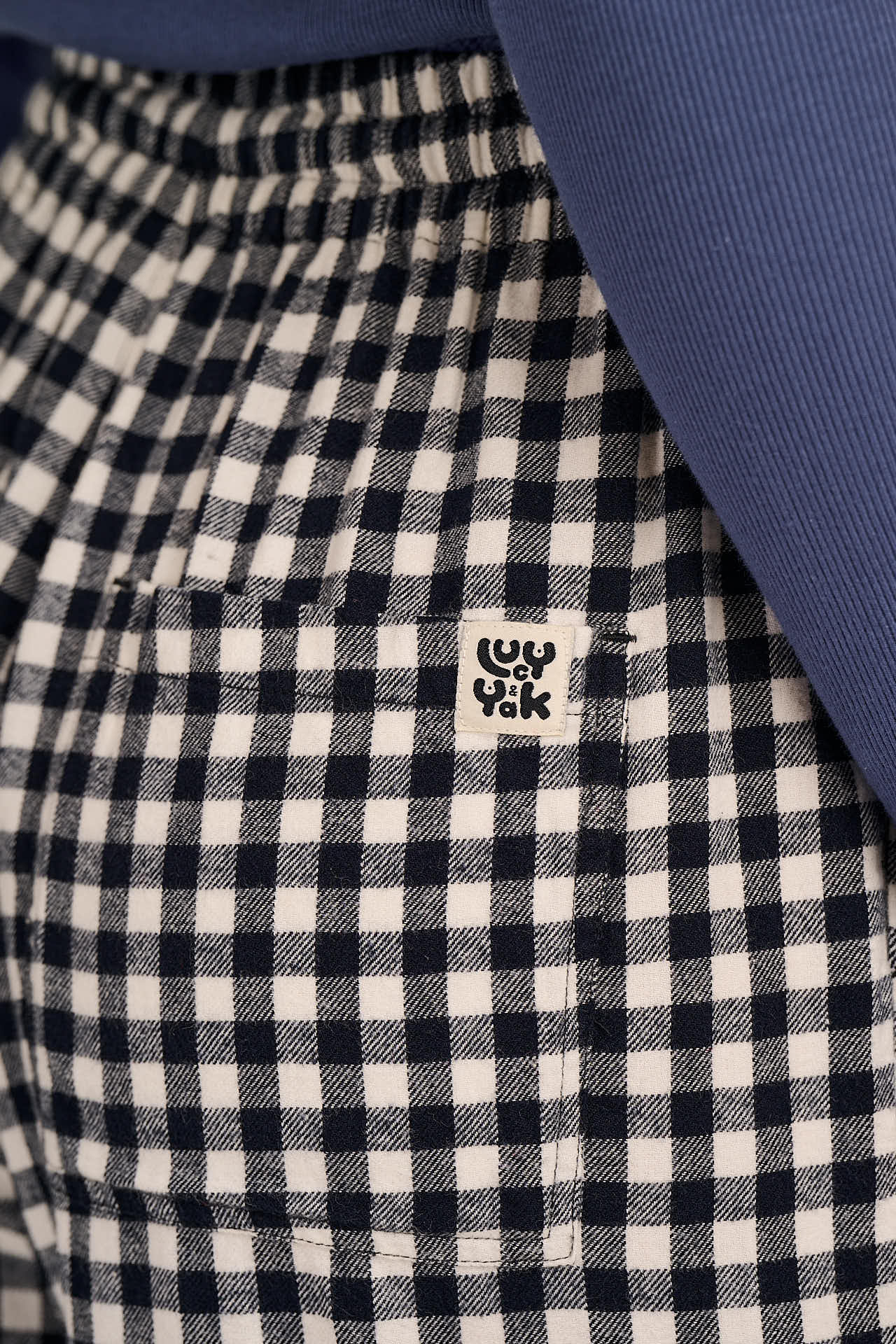 Norris - Wide Leg Cotton Trousers in Black and White Gingham