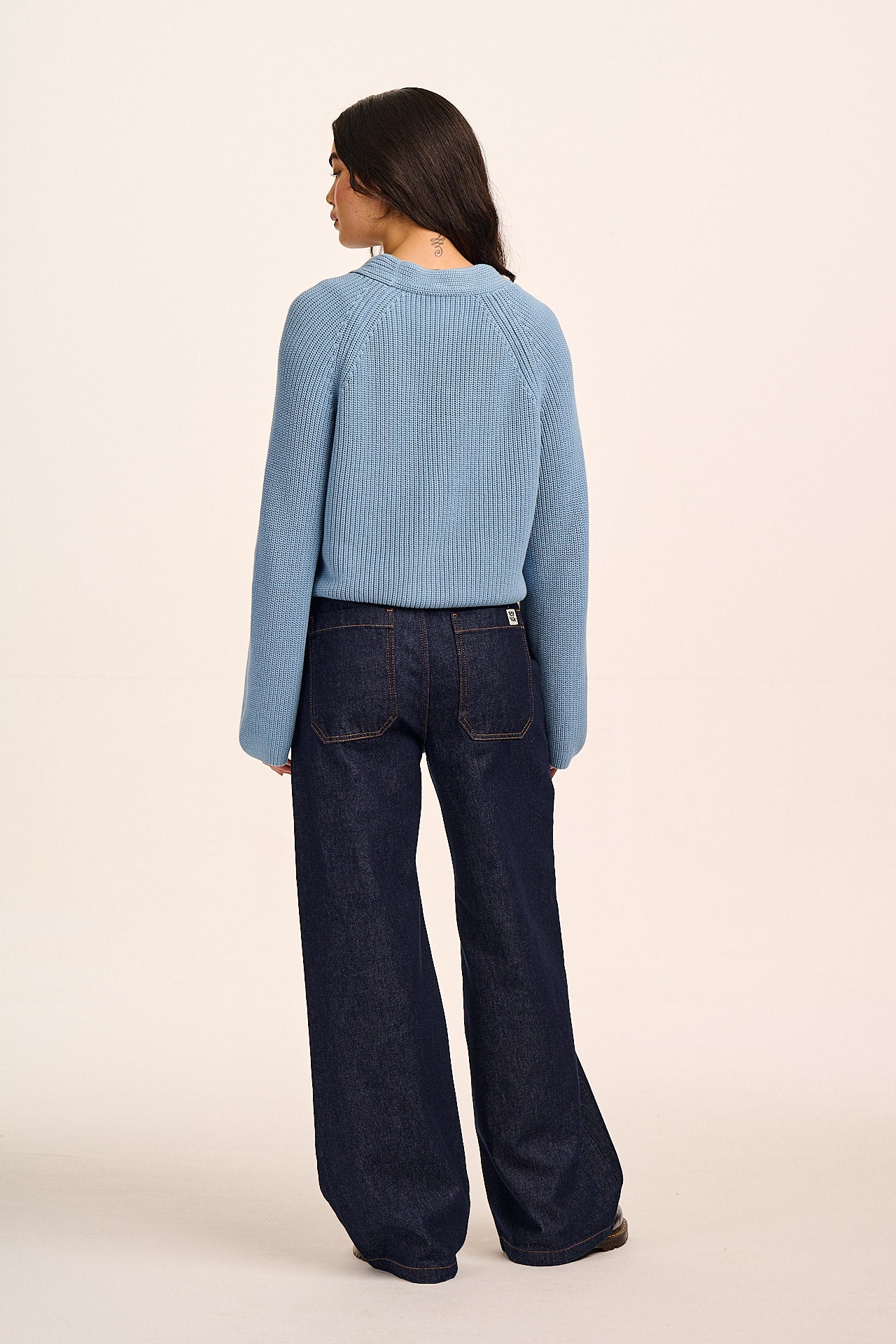 Robyn - V-Neck Cotton Cardigan in Sky Blue