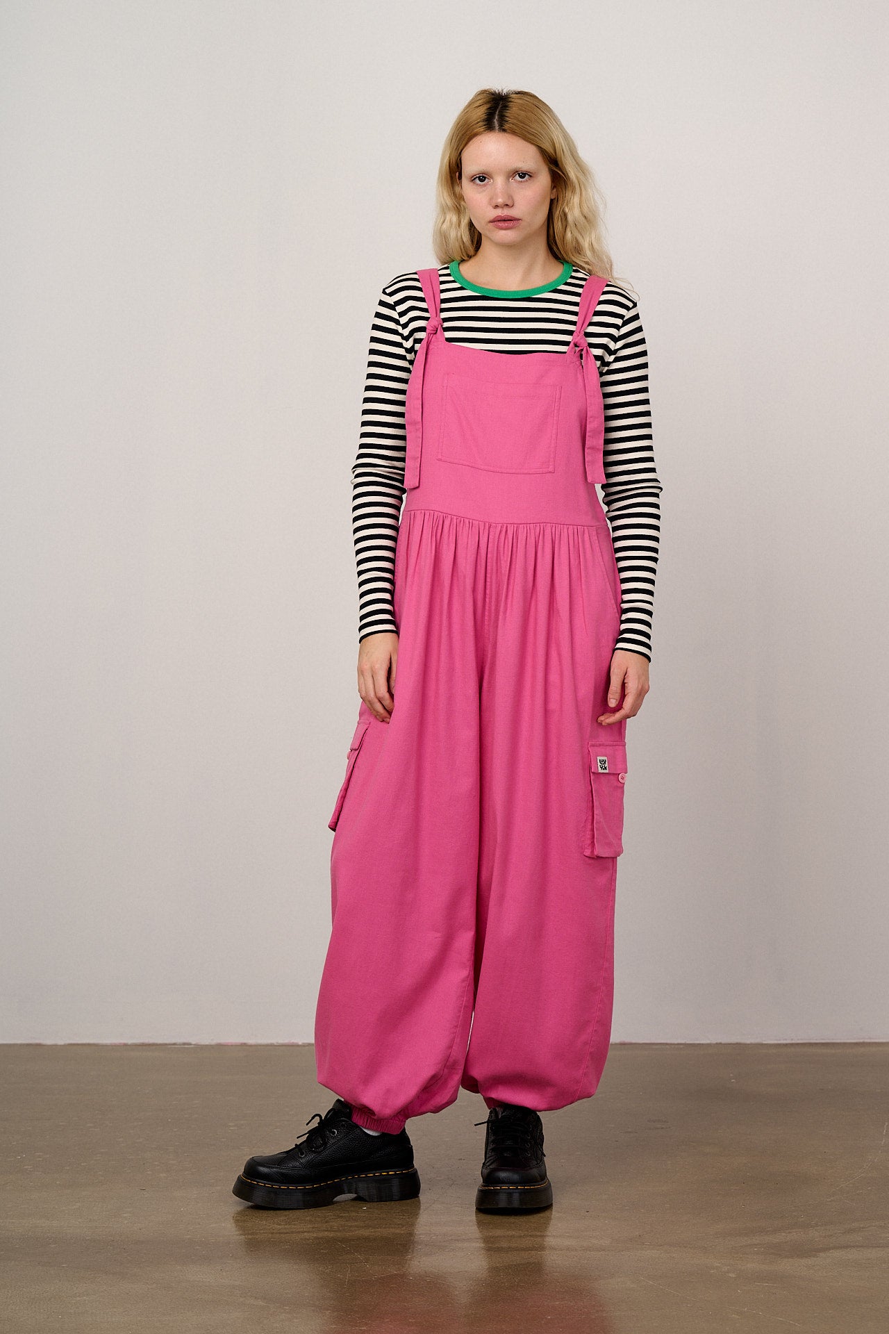 Miyada - Brushed Cotton Dungarees in Pink