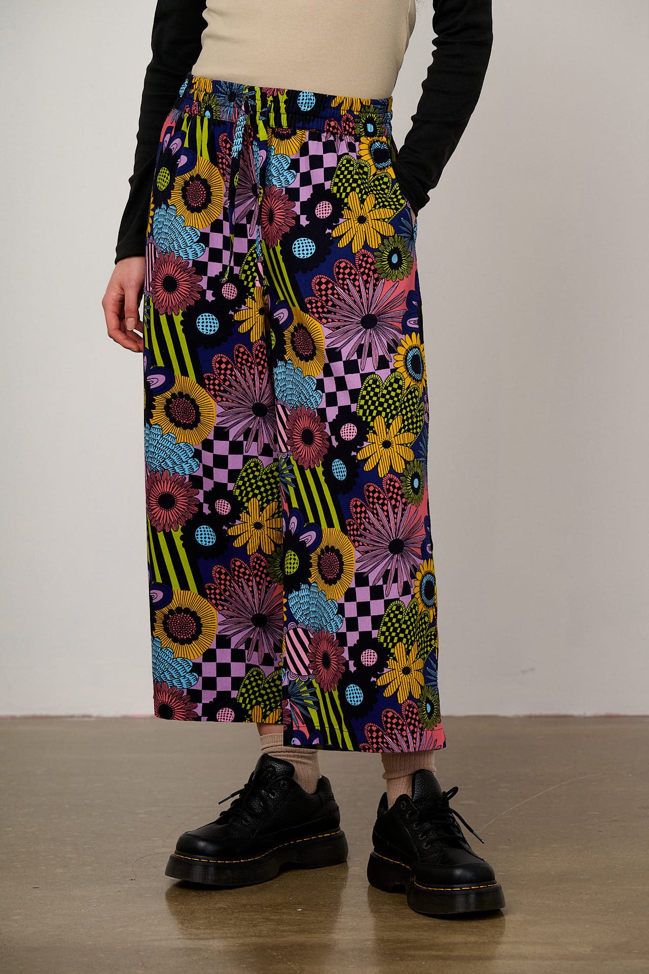 Chuck - Wide Leg Cotton Trousers in Dreams Over Reality