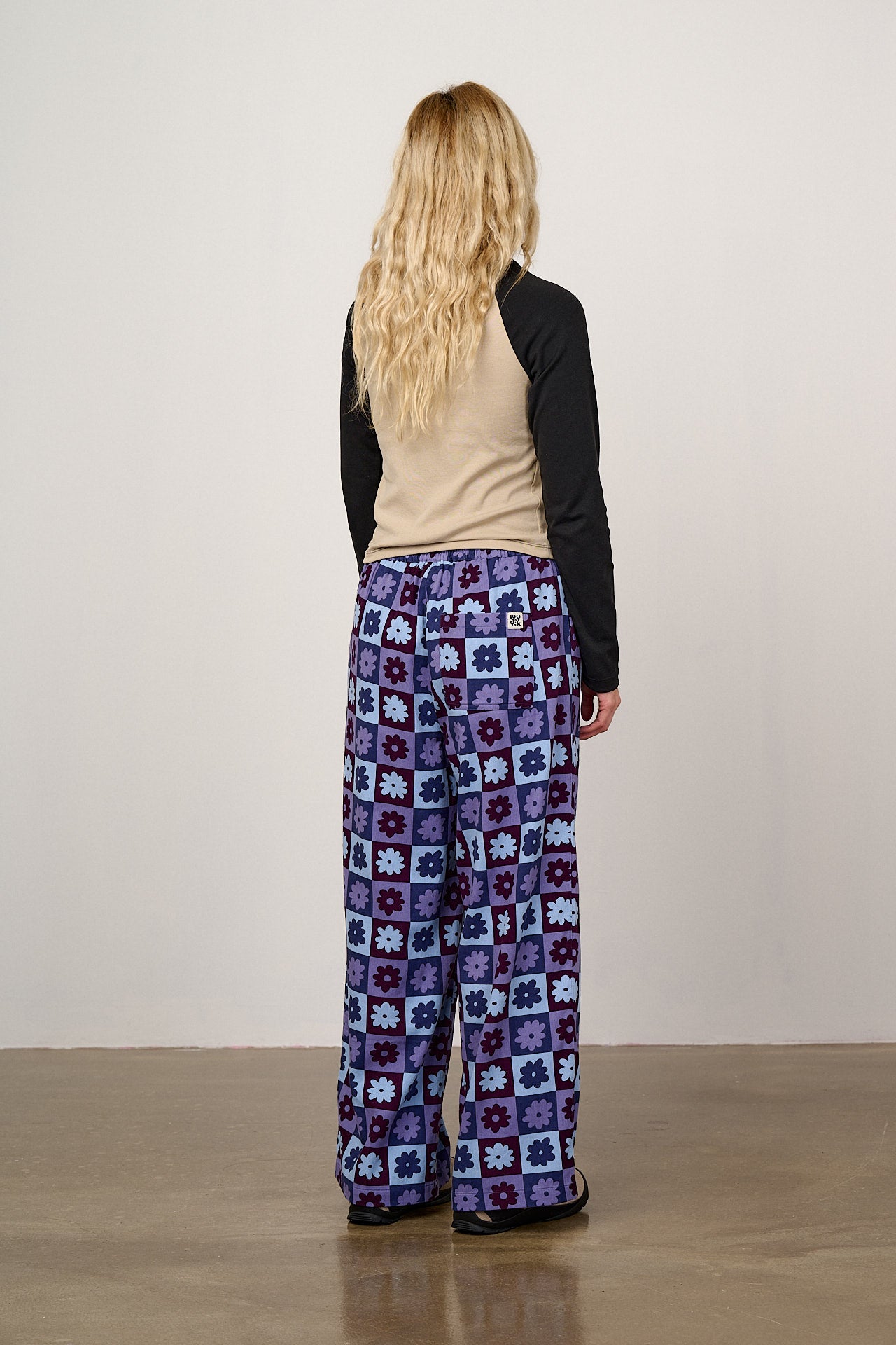 Norris - Wide Leg Cotton Trousers in Delano Checkerboard