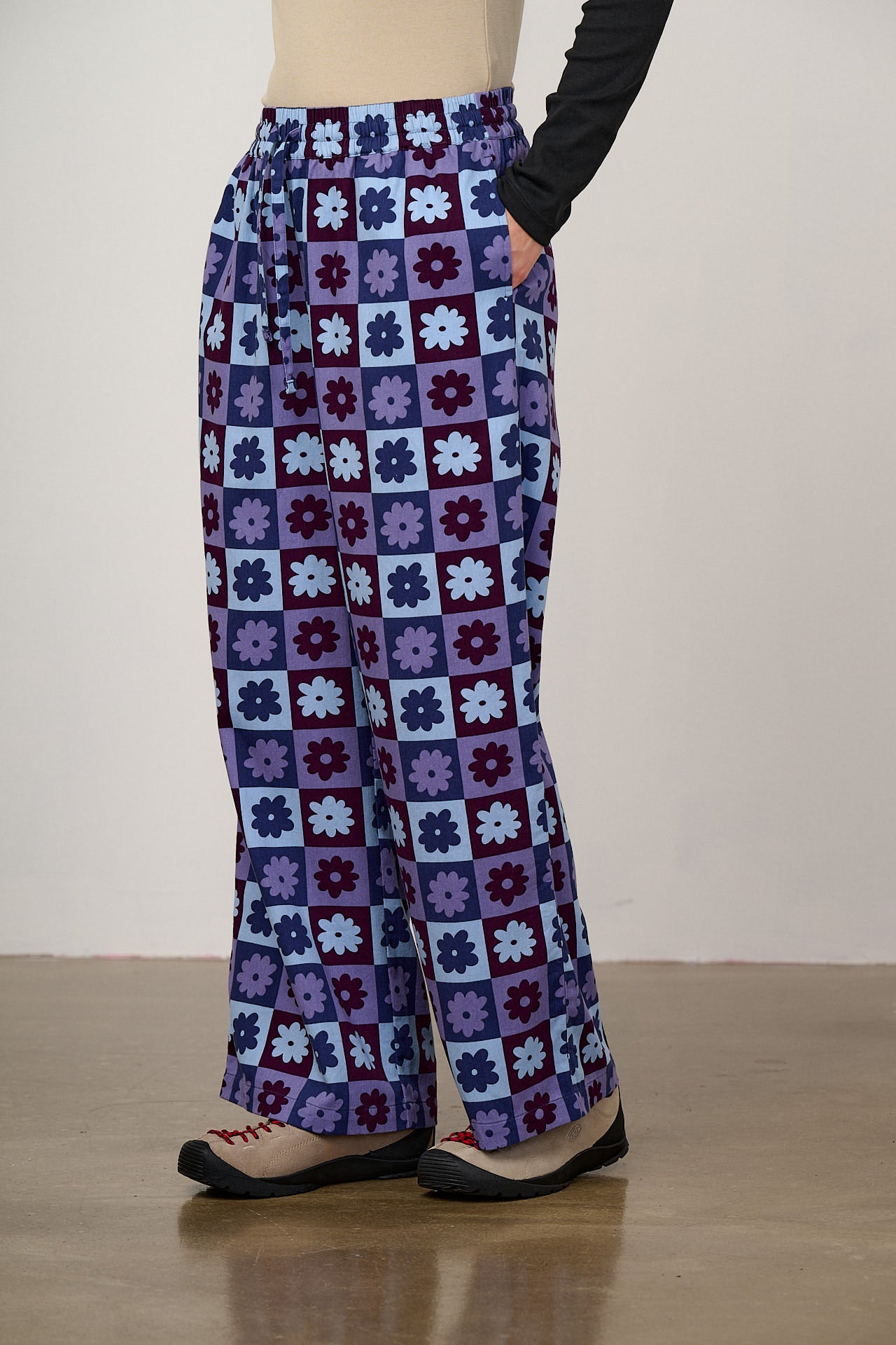 Norris - Wide Leg Cotton Trousers in Delano Checkerboard – Lucy & Yak