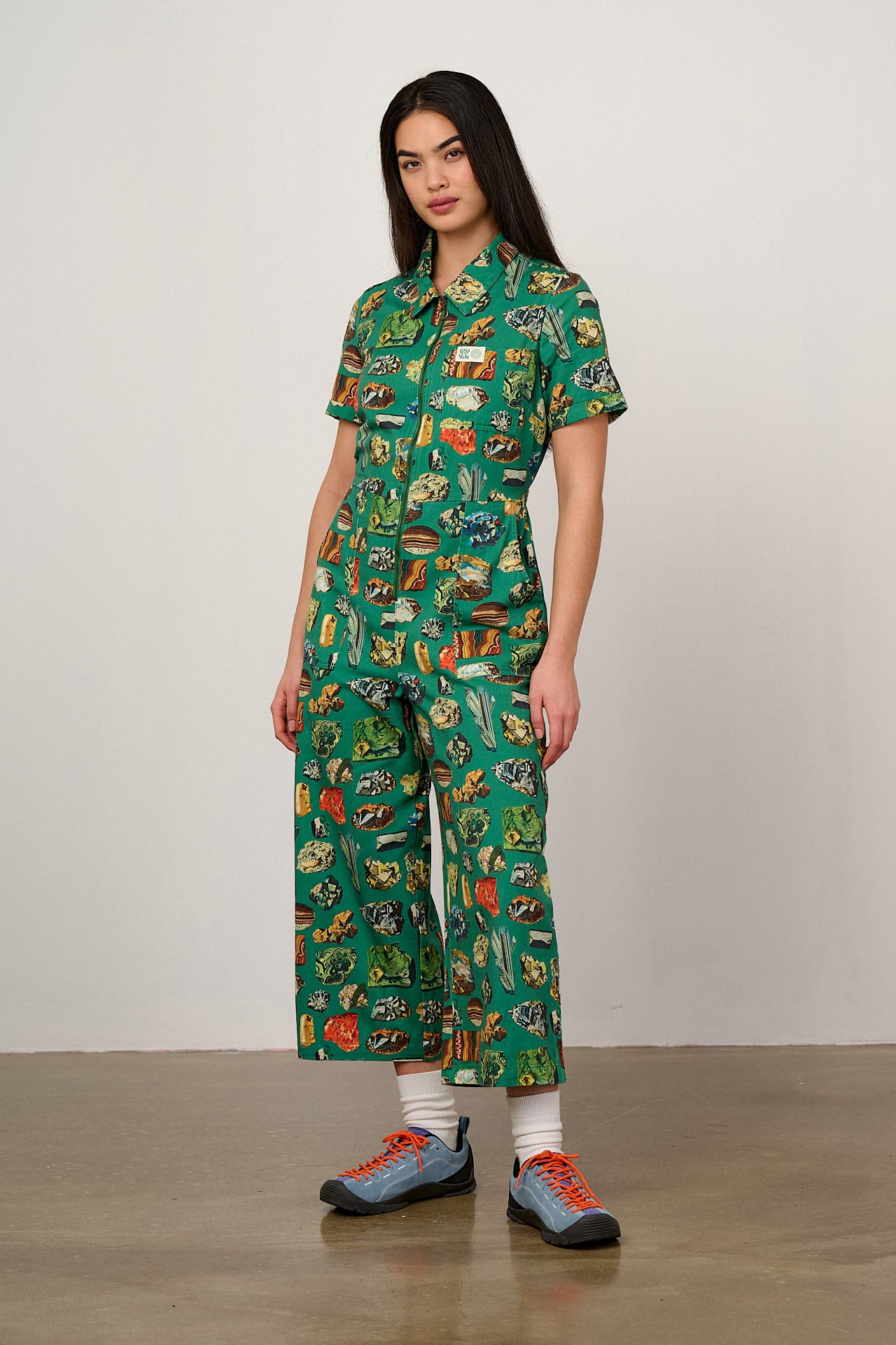 L.E Ragan - Cotton Jumpsuit in Green Minerals Natural History Museum & Yak