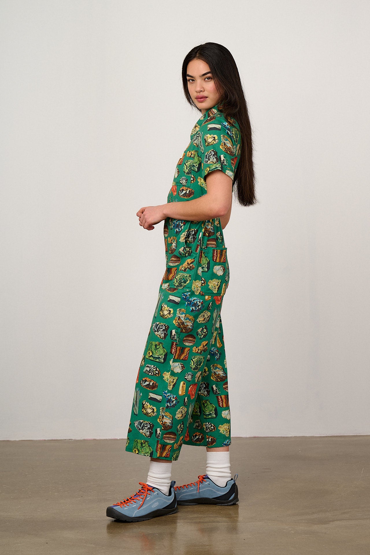 L.E Ragan - Cotton Jumpsuit in Green Minerals Natural History Museum & Yak