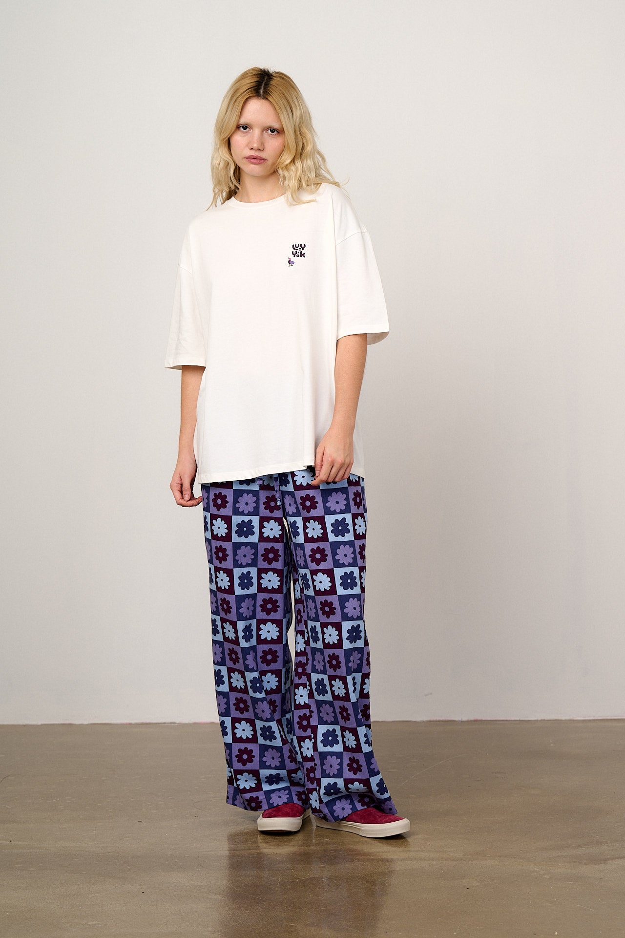 Norris - Wide Leg Cotton Trousers in Delano Checkerboard – Lucy & Yak