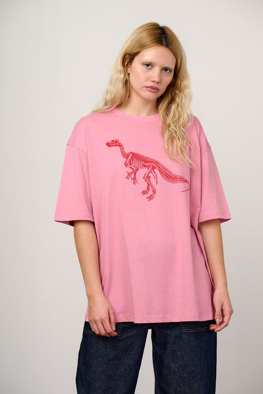 L.E. Benny - Oversized Cotton T-Shirt in Dinosaur Natural History Museum & Yak