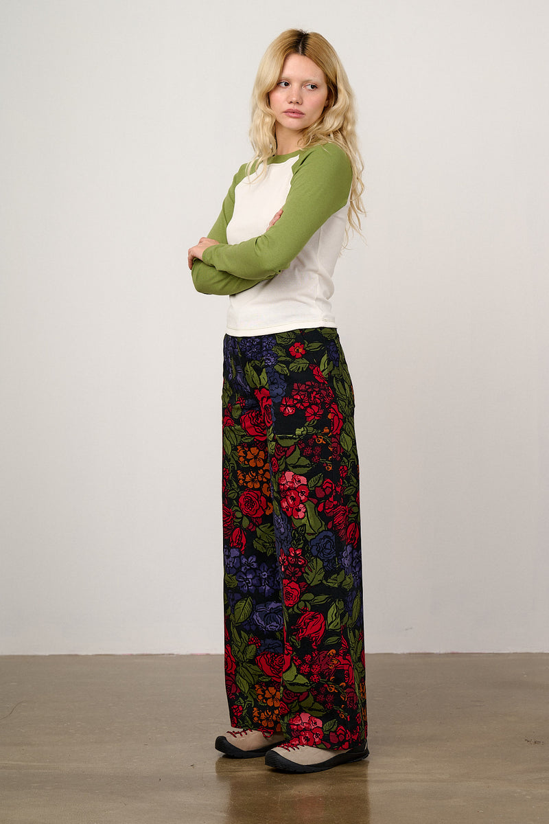 Delores - Wide Leg Cotton Jeans in Maria Print