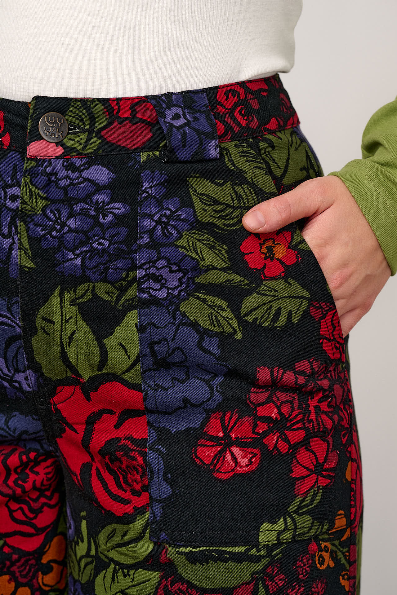 Delores - Wide Leg Cotton Jeans in Maria Print