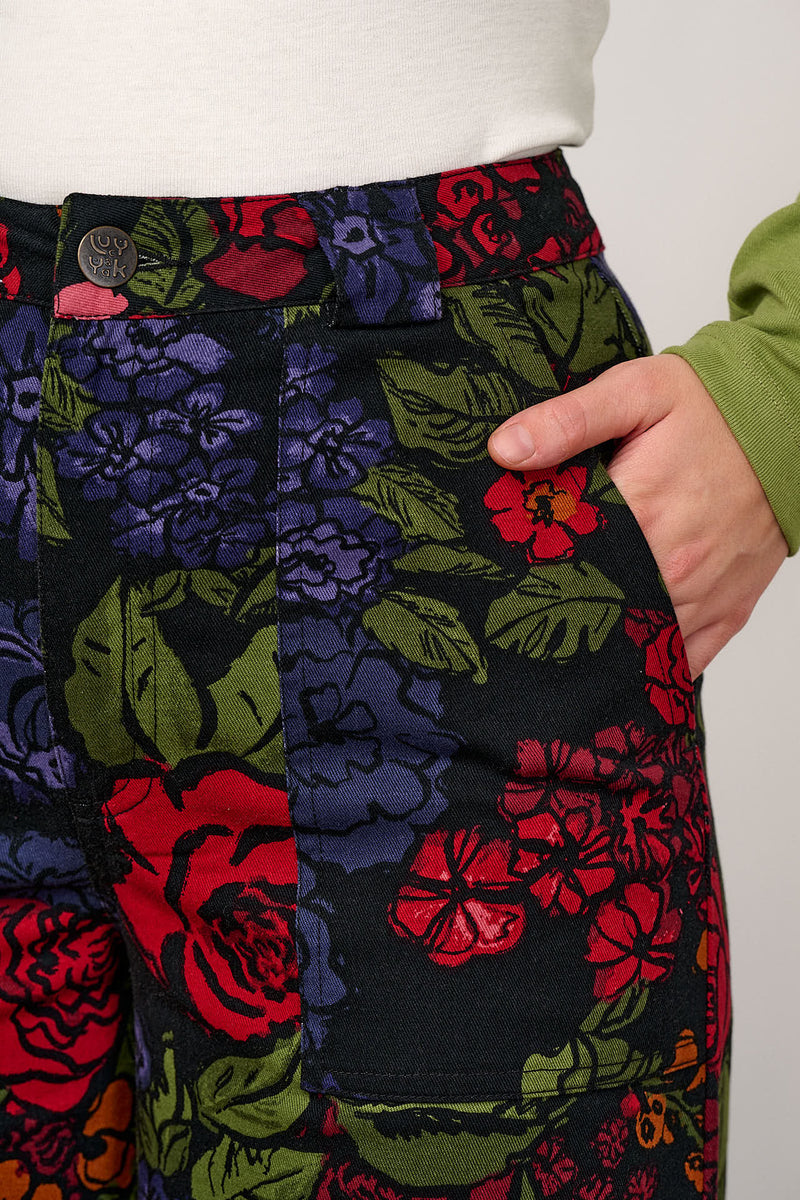 Delores - Wide Leg Cotton Jeans in Maria Print