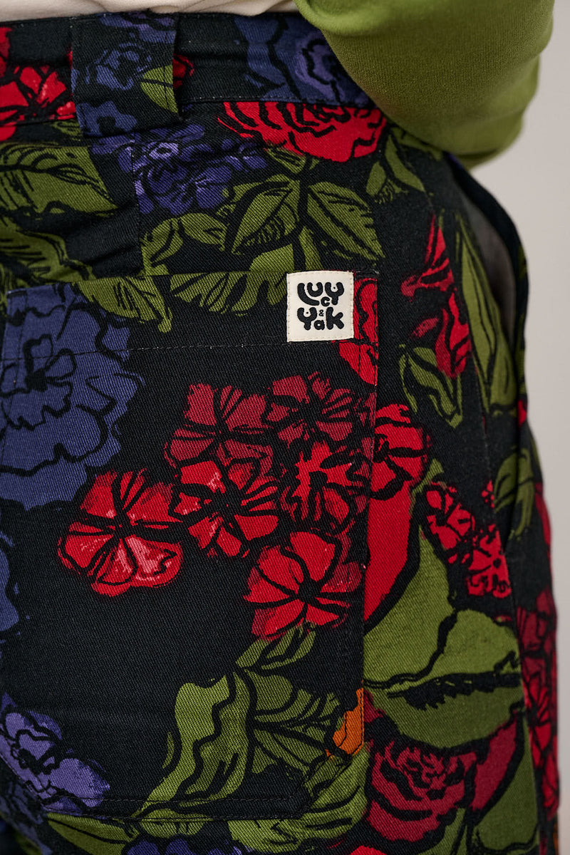 Delores - Wide Leg Cotton Jeans in Maria Print