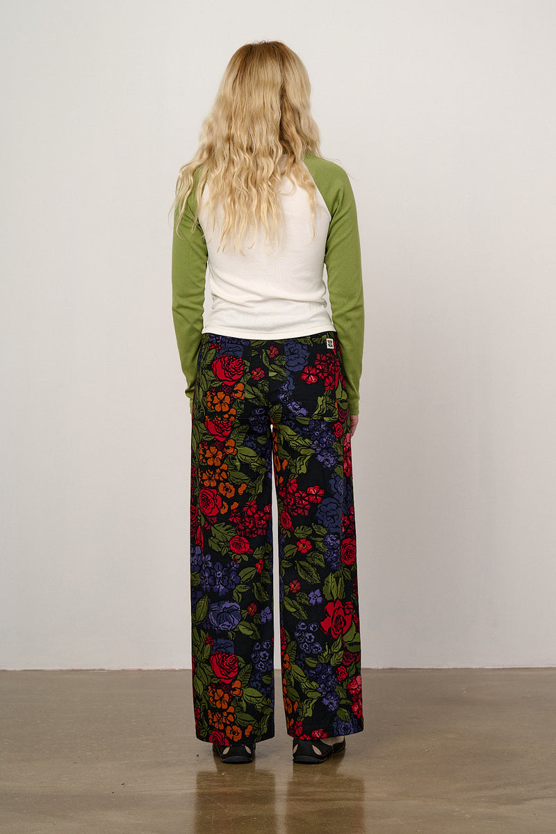 Delores - Wide Leg Cotton Jeans in Maria Print