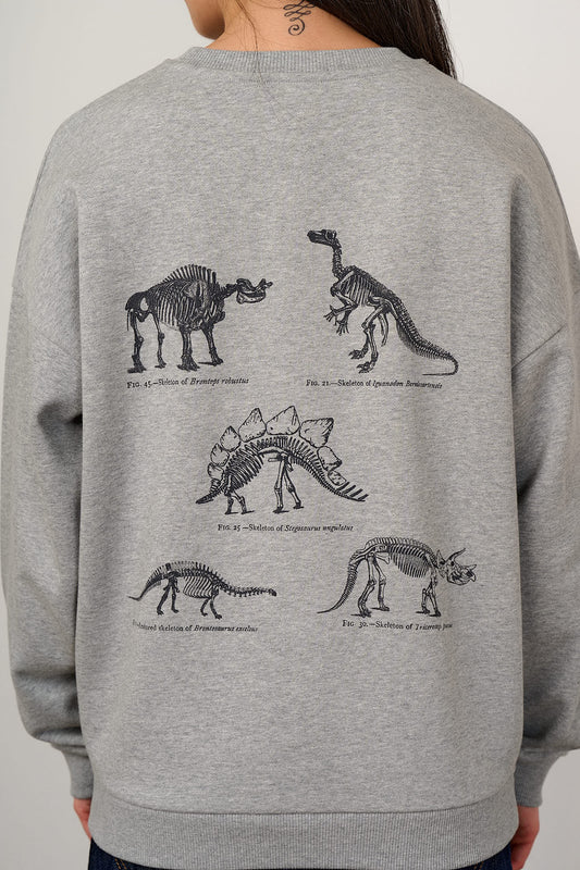 L.E. Sutton - Cotton Oversized Sweatshirt in Dinosaur Natural History Museum & Yak Print